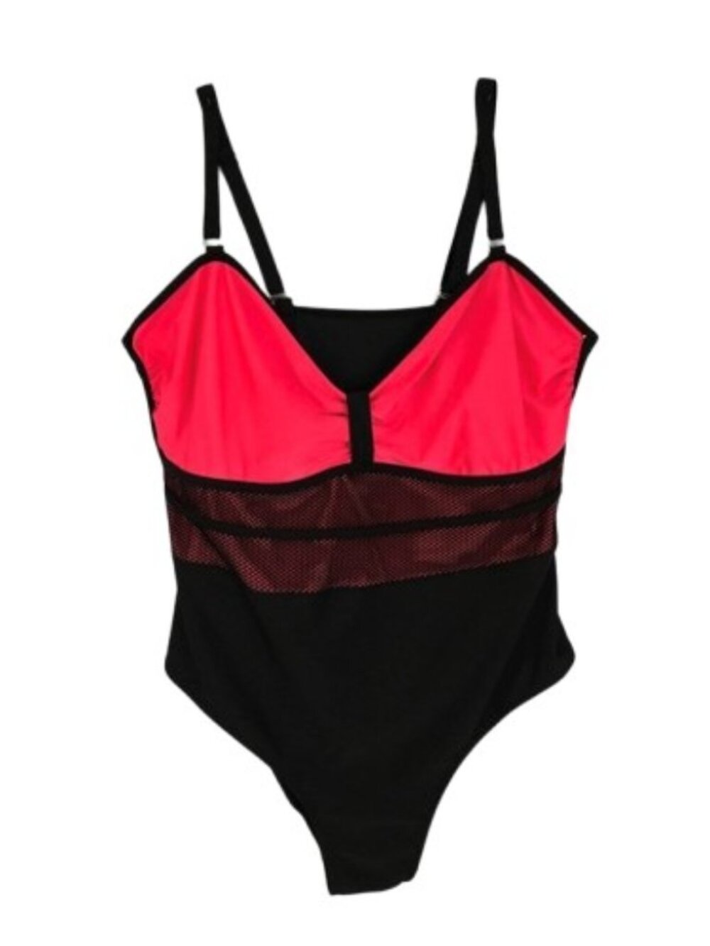 Plus Size 2X Neon Orange Mesh One Piece Swimsuit